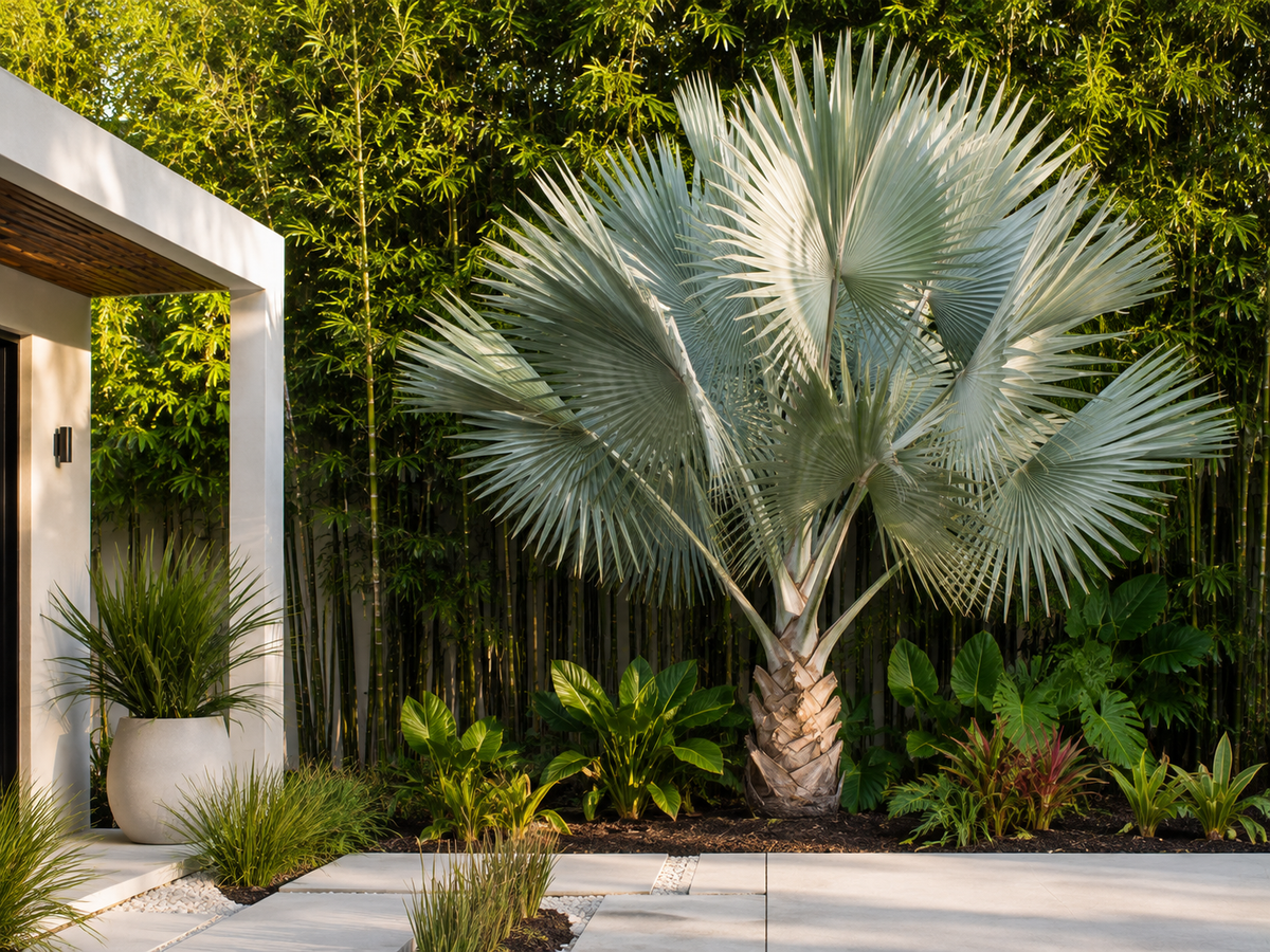 Tropical Feature Plant Styling: Palms as the Centrepiece with a Lush Green Backdrop